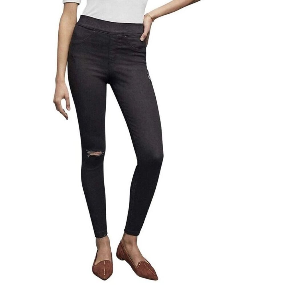 Spanx Distressed Ankle Skinny Denim Jean Legging 20213R Vintage Black Size XL